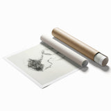 Abstract figurative rolled print showcasing vibrant colors and dynamic shapes, perfect for modern home decor, delivered in a protective cardboard tube.