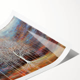 Abstract floral rolled print featuring vibrant colors and intricate designs, elegantly packaged in a protective cardboard tube for easy display and storage. This artwork adds a modern touch to any interior decor while celebrating botanical themes.