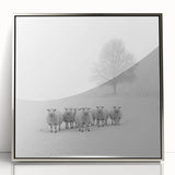 Abstract landscape artwork framed in silver acrylic, showcasing vibrant colors and dynamic shapes, perfect for modern home decor. Ideal for adding a contemporary touch to living spaces or offices.
