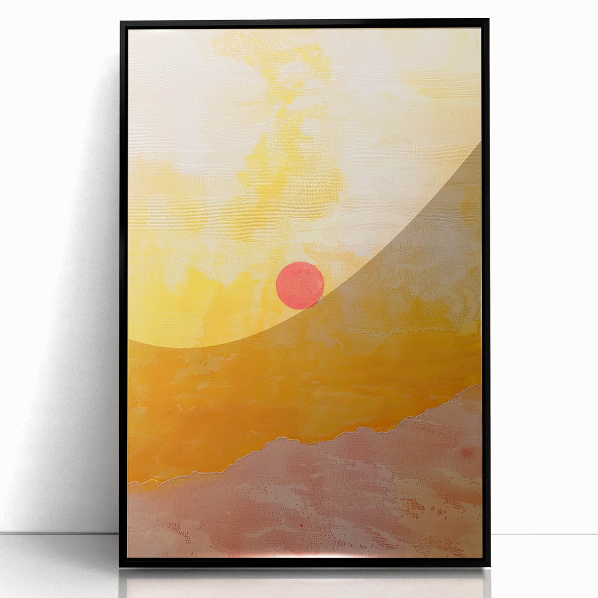 Abstract minimalist framed wall art in black acrylic, showcasing geometric shapes and subtle textures, perfect for modern home decor and artistic interiors.