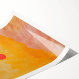 Abstract minimalist wall art print showcasing soft pastel colors and geometric shapes, rolled up in a protective cardboard tube, perfect for modern decor.