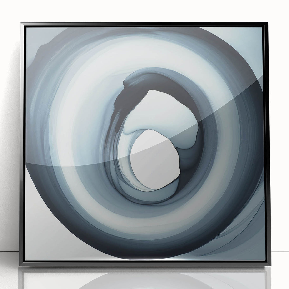 Minimalist Abstract Wall Art – Black & Gray Spiral Modern Canvas
