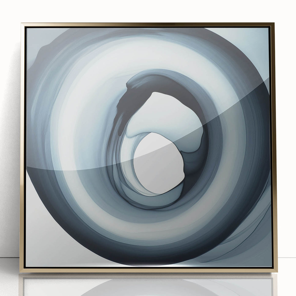 Minimalist Abstract Wall Art – Black & Gray Spiral Modern Canvas