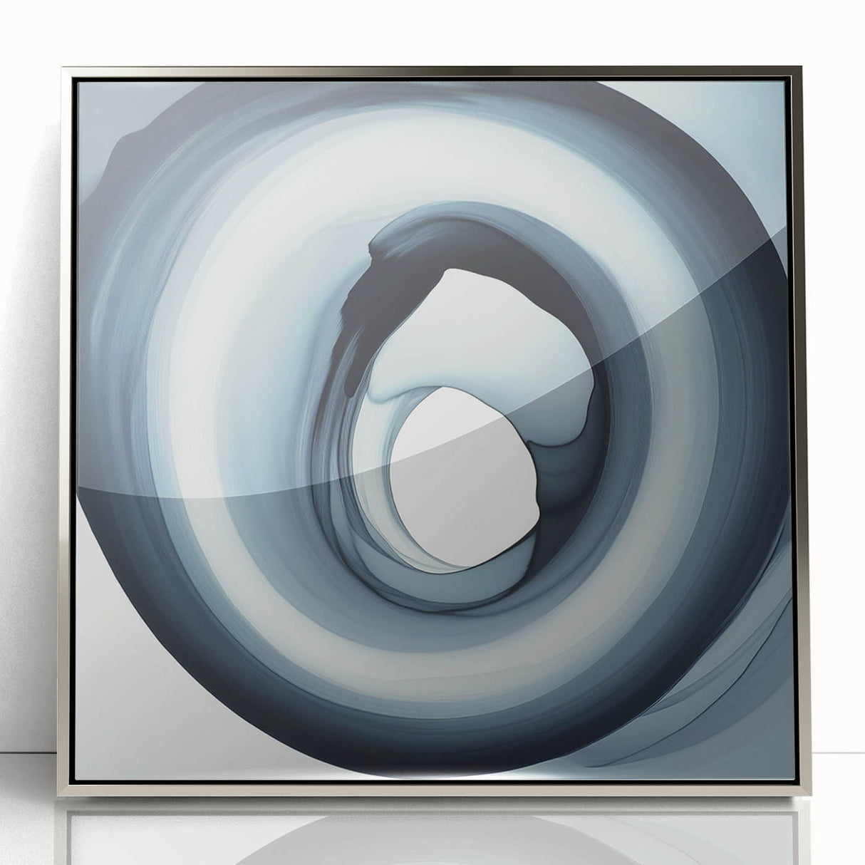 Minimalist Abstract Wall Art – Black & Gray Spiral Modern Canvas