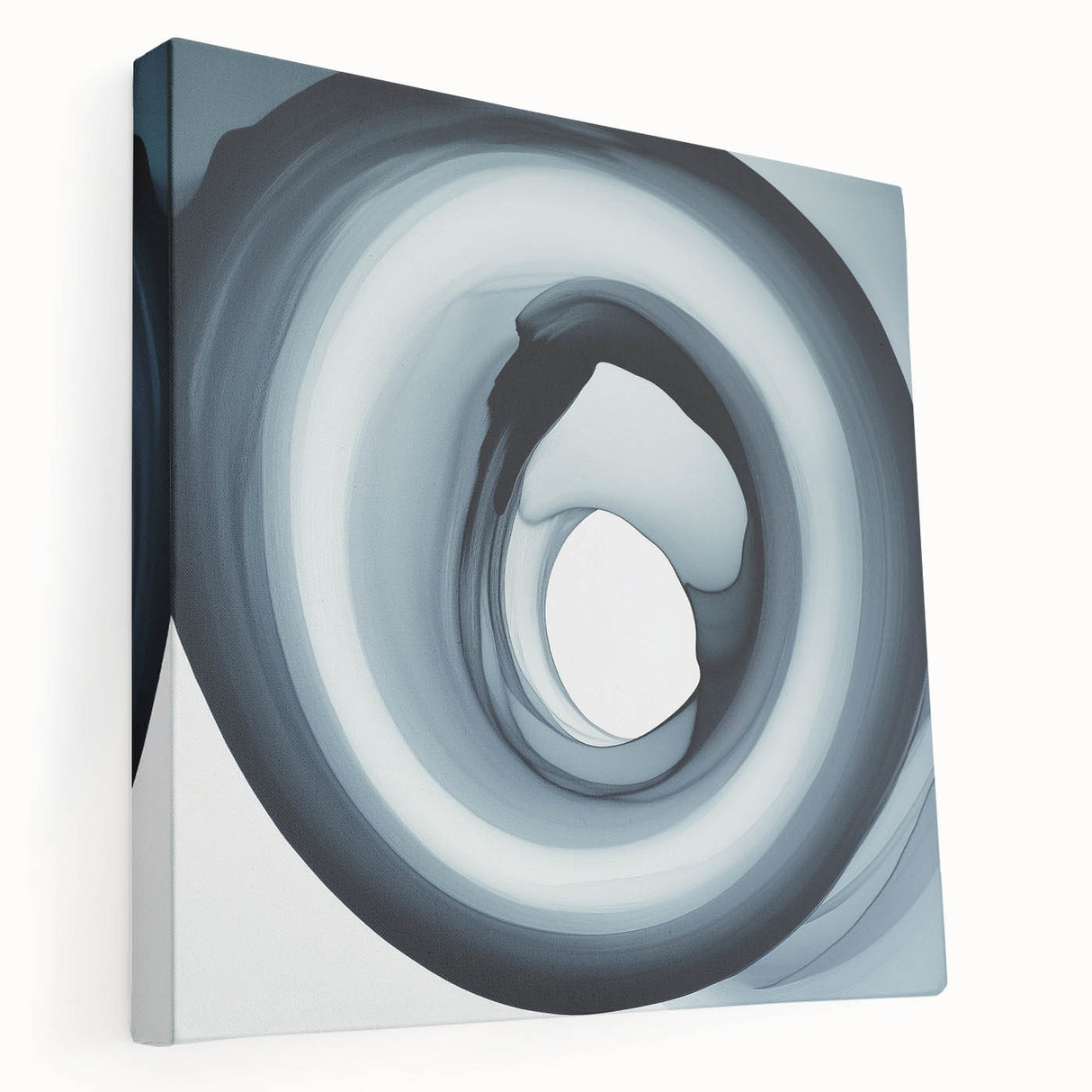Minimalist Abstract Wall Art – Black & Gray Spiral Modern Canvas