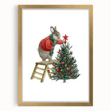 Adorable Christmas Bunny Girls Room Wall Art - Kids Holiday Decor