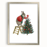 Adorable Christmas Bunny Girls Room Wall Art - Kids Holiday Decor