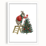 Adorable Christmas Bunny Girls Room Wall Art - Kids Holiday Decor