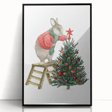 Adorable Christmas Bunny Girls Room Wall Art - Kids Holiday Decor