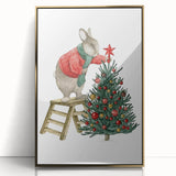 Adorable Christmas Bunny Girls Room Wall Art - Kids Holiday Decor