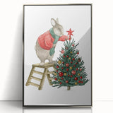 Adorable Christmas Bunny Girls Room Wall Art - Kids Holiday Decor