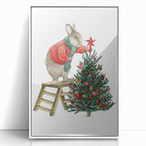 Adorable Christmas Bunny Girls Room Wall Art - Kids Holiday Decor