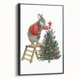 Adorable Christmas Bunny Girls Room Wall Art - Kids Holiday Decor