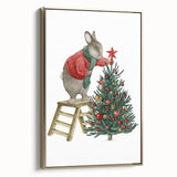 Adorable Christmas Bunny Girls Room Wall Art - Kids Holiday Decor