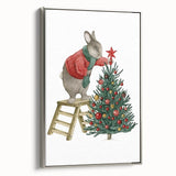 Adorable Christmas Bunny Girls Room Wall Art - Kids Holiday Decor