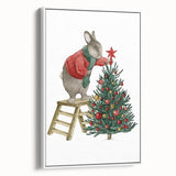 Adorable Christmas Bunny Girls Room Wall Art - Kids Holiday Decor