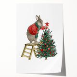 Adorable Christmas Bunny Girls Room Wall Art - Kids Holiday Decor