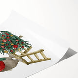 Adorable Christmas Bunny Girls Room Wall Art - Kids Holiday Decor