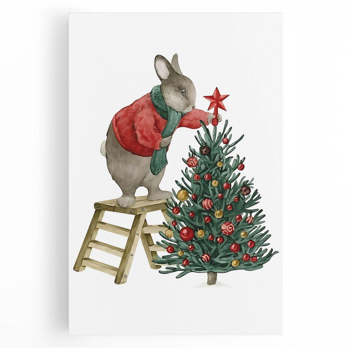 Adorable Christmas Bunny Girls Room Wall Art - Kids Holiday Decor