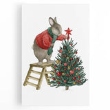 Adorable Christmas Bunny Girls Room Wall Art - Kids Holiday Decor