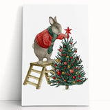 Adorable Christmas Bunny Girls Room Wall Art - Kids Holiday Decor