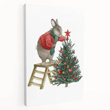 Adorable Christmas Bunny Girls Room Wall Art - Kids Holiday Decor