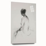 Abstract figurative acrylic artwork showcasing a vibrant color palette and dynamic shapes, displayed from the side in a modern glass frame, perfect for contemporary decor.