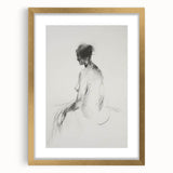 Abstract figurative frame with a gold mat, showcasing a modern artistic design, perfect for home or office decor, emphasizing elegance and contemporary style.