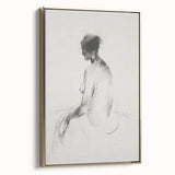 Framed abstract figurative canvas art in a gold frame, showcasing intricate brush strokes and dynamic shapes, perfect for modern home decor.