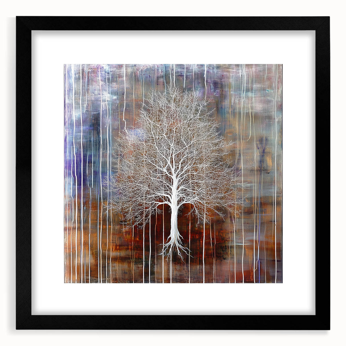 Abstract floral art frame in black with a matte finish, showcasing vibrant colors and intricate designs, ideal for modern home decor or gallery display.