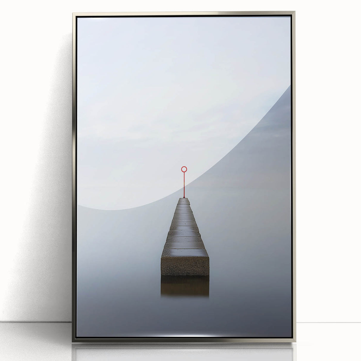 Framed acrylic artwork showcasing an abstract landscape in silver tones, ideal for modern decor. This striking piece adds elegance to any interior space with its contemporary design and vibrant color palette. Perfect for art enthusiasts looking to enhance their environment.