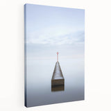 Abstract landscape stretched canvas artwork showcasing vibrant hues of blue and green, set in a sleek side view to highlight its modern design and texture. Perfect for contemporary home decor enthusiasts.