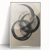Framed abstract minimalist wall art in white acrylic, showcasing soft geometric shapes and subtle colors, perfect for modern decor and enhancing any space.