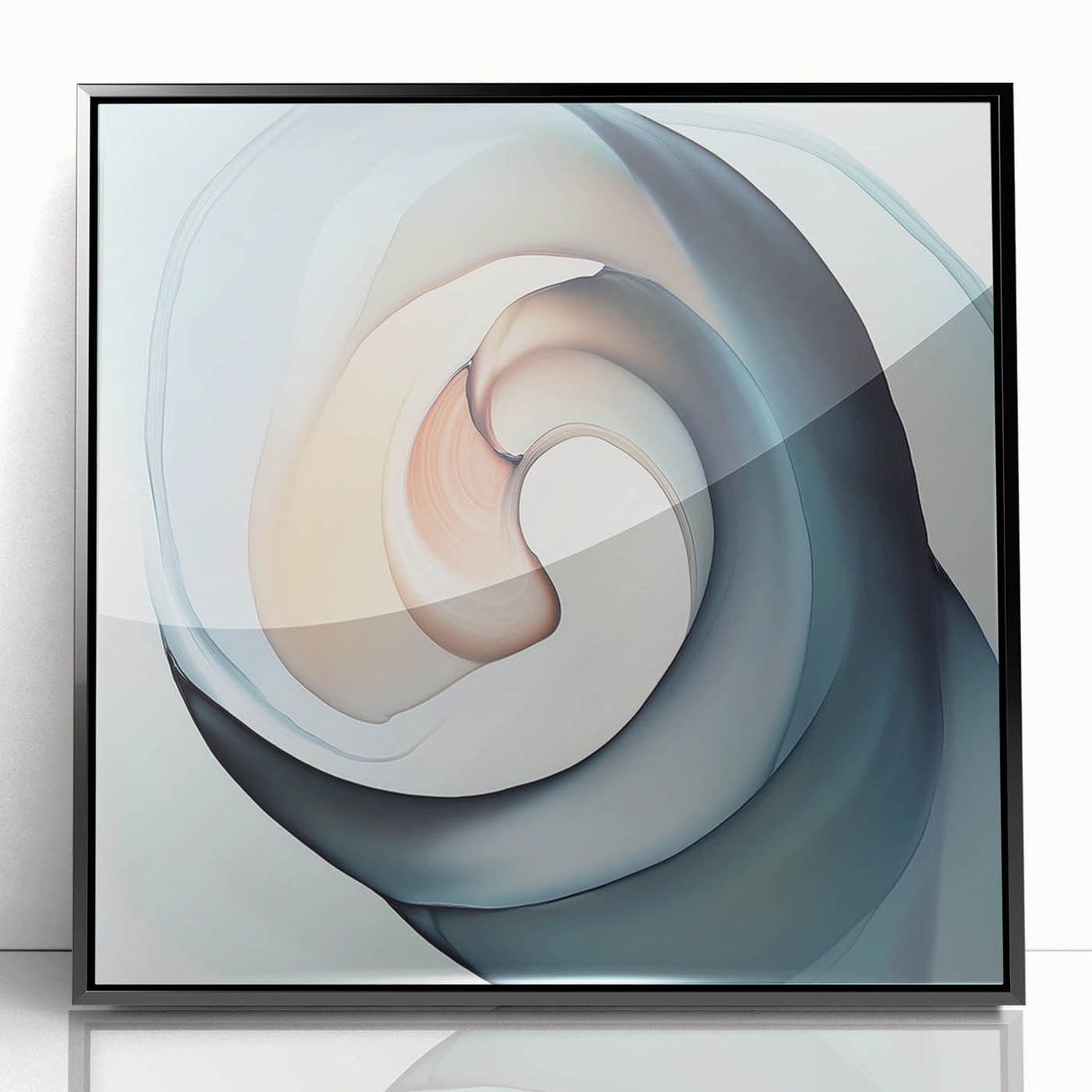 Colorful Abstract Wall Art – Swirling Peach, Aqua & Beige Canvas