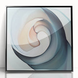 Colorful Abstract Wall Art – Swirling Peach, Aqua & Beige Canvas