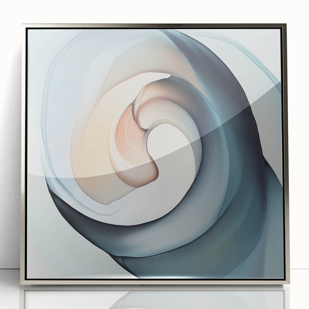 Colorful Abstract Wall Art – Swirling Peach, Aqua & Beige Canvas