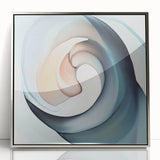 Colorful Abstract Wall Art – Swirling Peach, Aqua & Beige Canvas