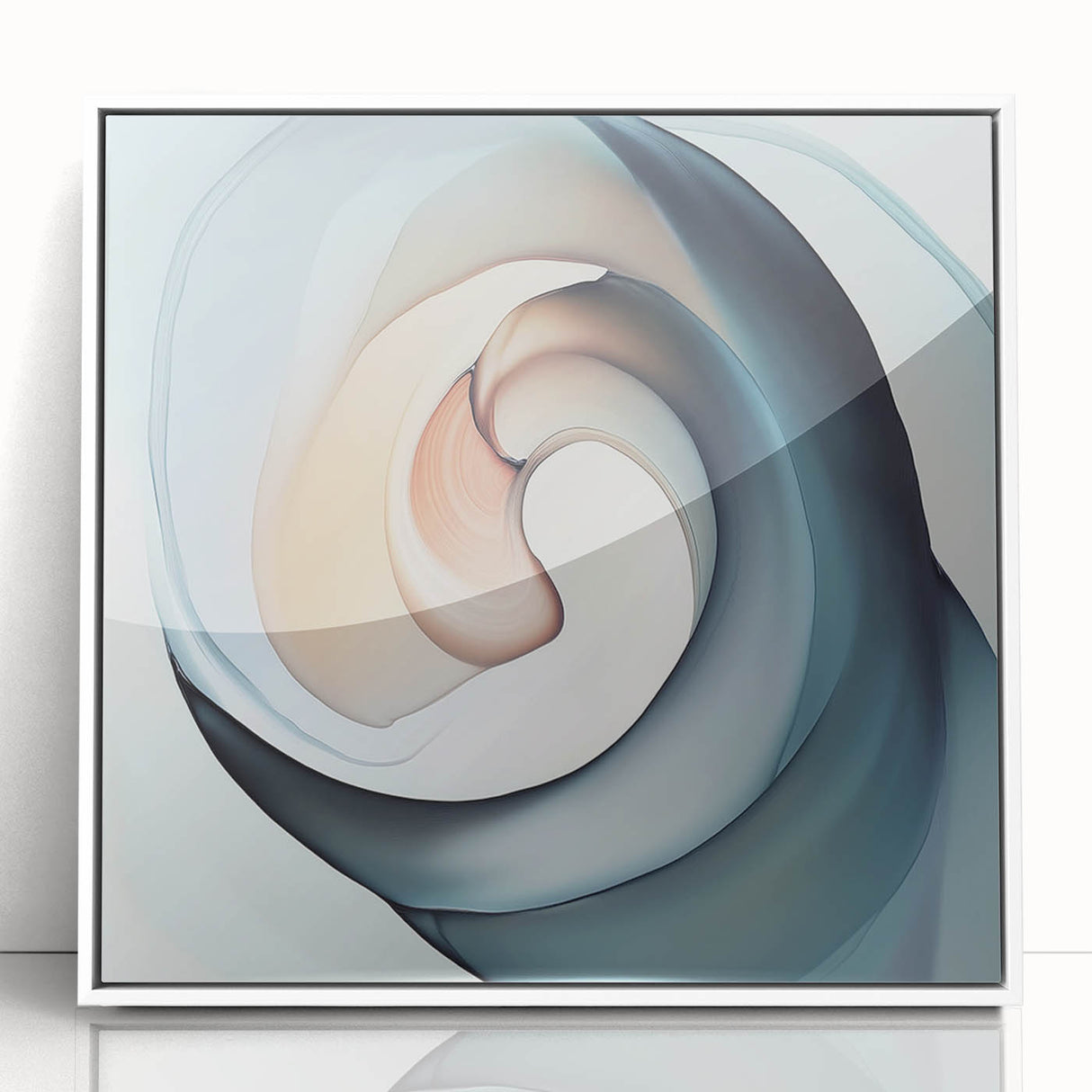 Colorful Abstract Wall Art – Swirling Peach, Aqua & Beige Canvas