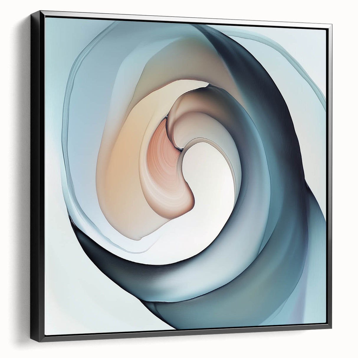 Colorful Abstract Wall Art – Swirling Peach, Aqua & Beige Canvas