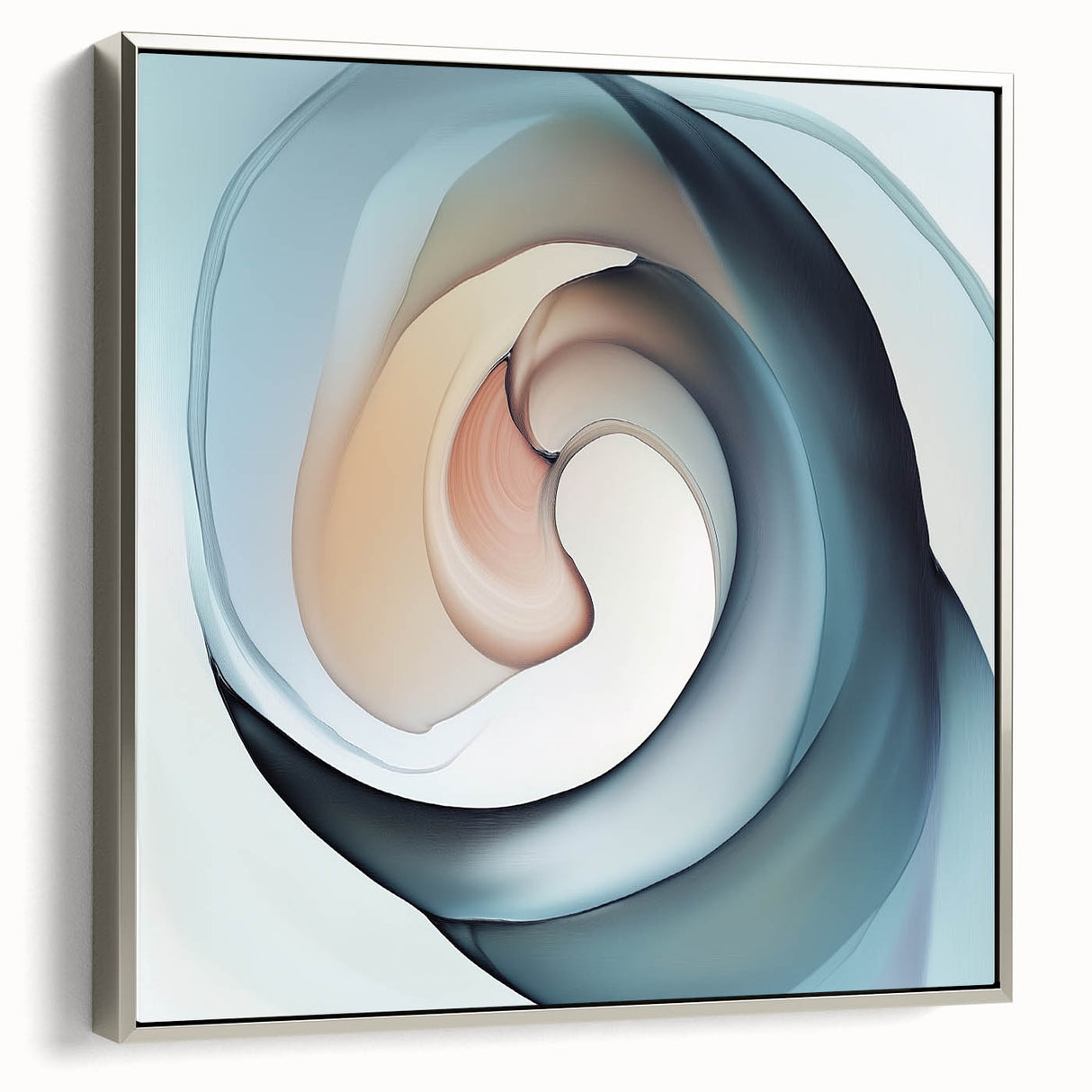 Colorful Abstract Wall Art – Swirling Peach, Aqua & Beige Canvas