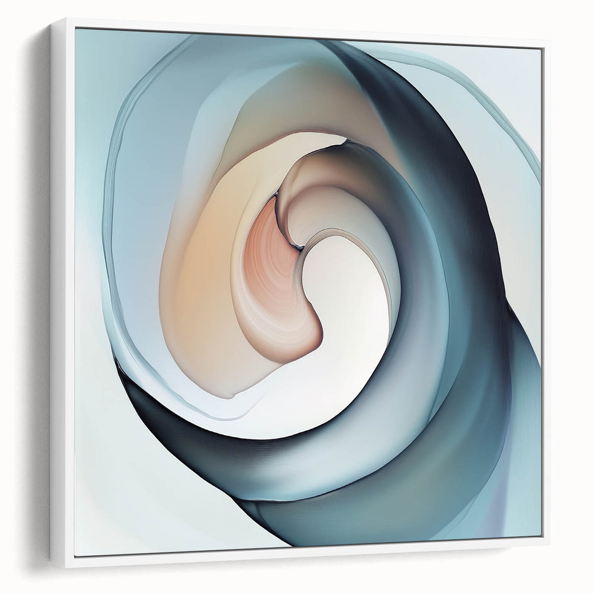Colorful Abstract Wall Art – Swirling Peach, Aqua & Beige Canvas