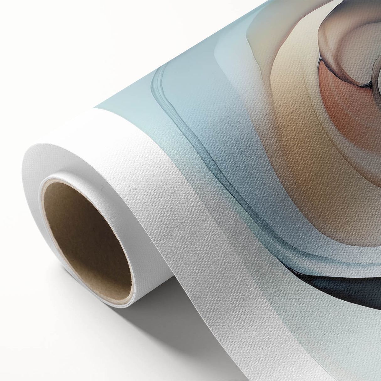 Colorful Abstract Wall Art – Swirling Peach, Aqua & Beige Canvas