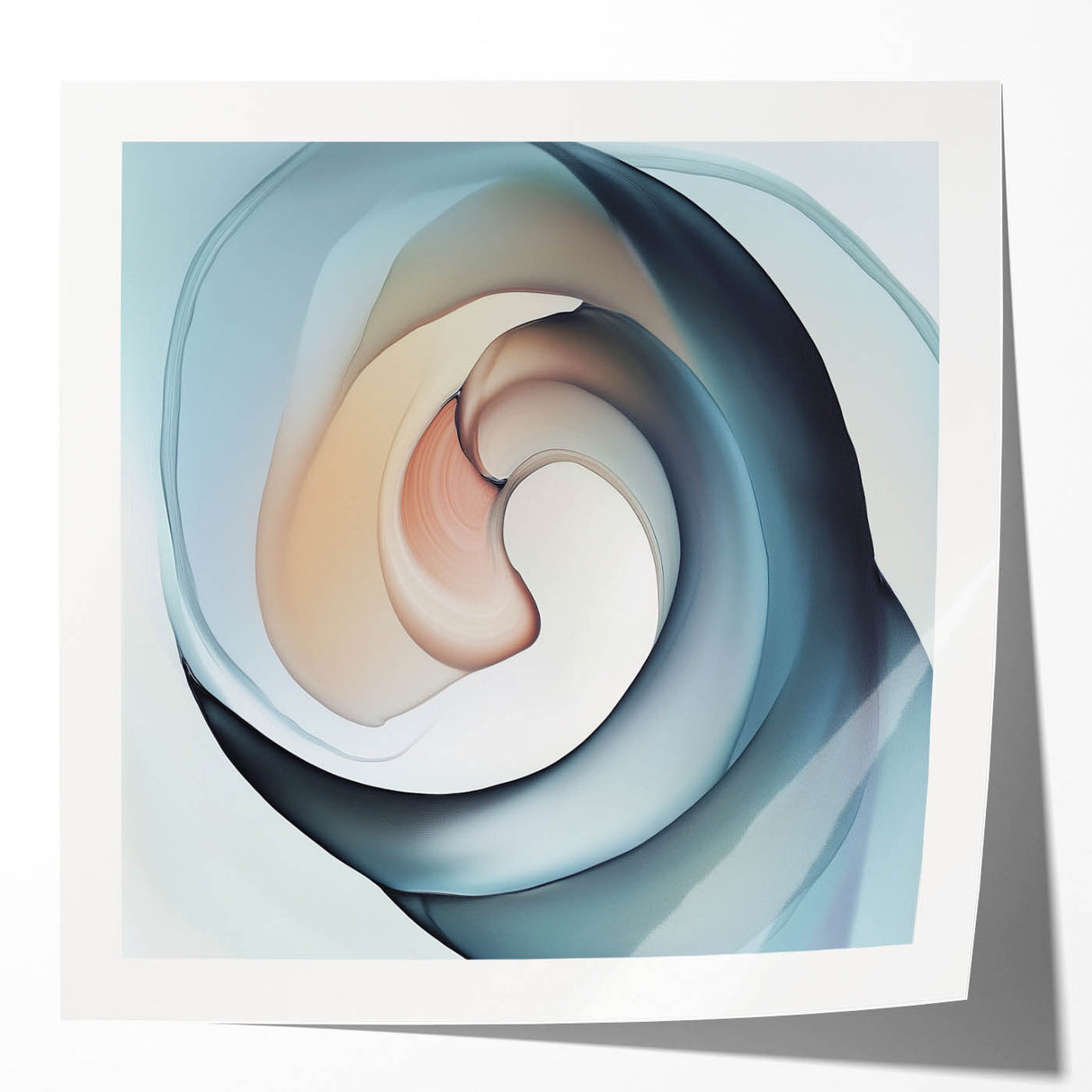 Colorful Abstract Wall Art – Swirling Peach, Aqua & Beige Canvas