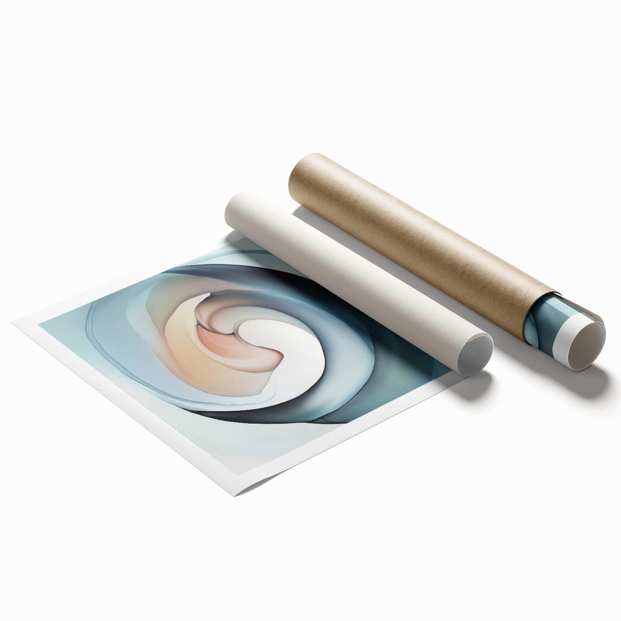 Colorful Abstract Wall Art – Swirling Peach, Aqua & Beige Canvas