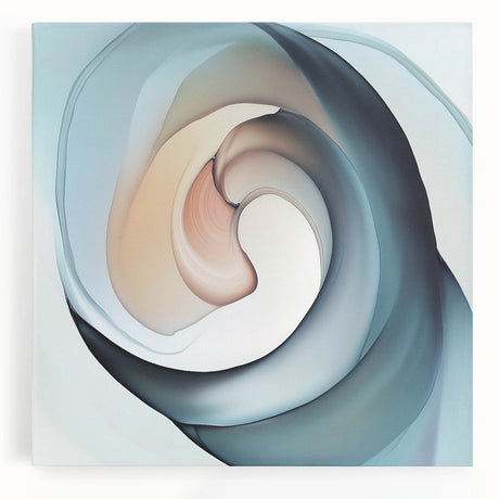 Colorful Abstract Wall Art – Swirling Peach, Aqua & Beige Canvas