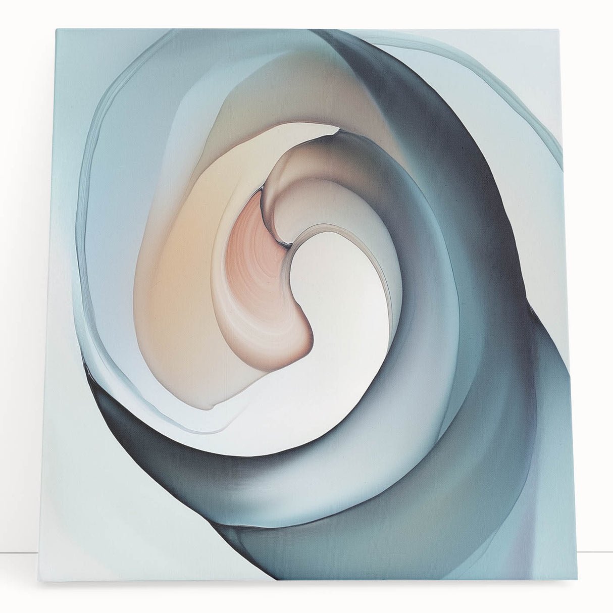 Colorful Abstract Wall Art – Swirling Peach, Aqua & Beige Canvas