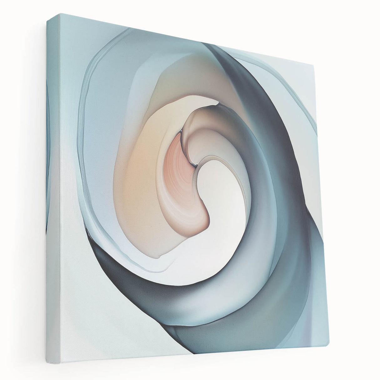Colorful Abstract Wall Art – Swirling Peach, Aqua & Beige Canvas