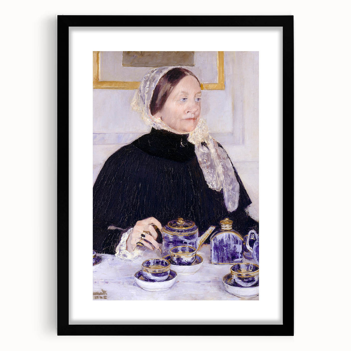 Impressionist Portrait - Lady at the Tea Table by Cassatt, Elegant Wall Art