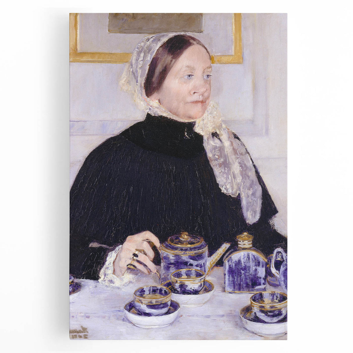 Impressionist Portrait - Lady at the Tea Table by Cassatt, Elegant Wall Art
