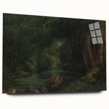 A Brook in the Forest Realism Art Print - Lush Nature Canvas Decor